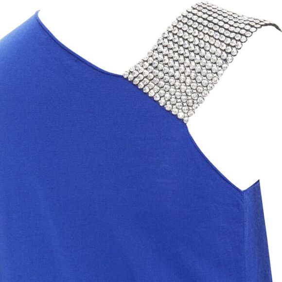 Balmain wool crystal rhinestone strap asymmetric dress - Picture 2 of 6